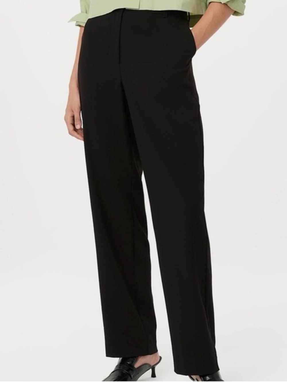 Frank & Oak Sz 8 Gertrude Black Business Casual Office Wide Leg Trousers Pants